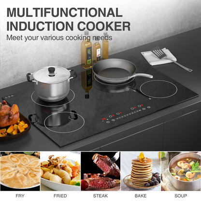 GTKZW Cooktop de Indução 30" 6400W com 4 Queimadores e Tela Touch (Preto)