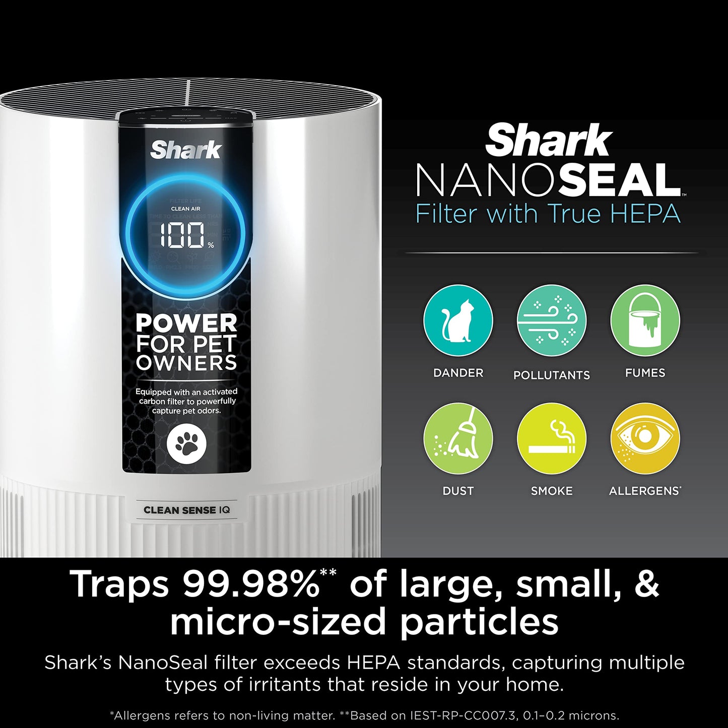 Purificador de Ar Shark HP102PET HEPA Clean Sense 500 pés² para Pets Branco