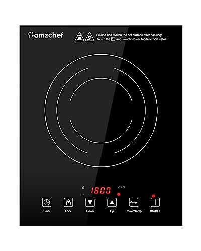 Cooktop de Indução Portátil AMZCHEF com 9 Níveis de Potência, 1800W (Preto)