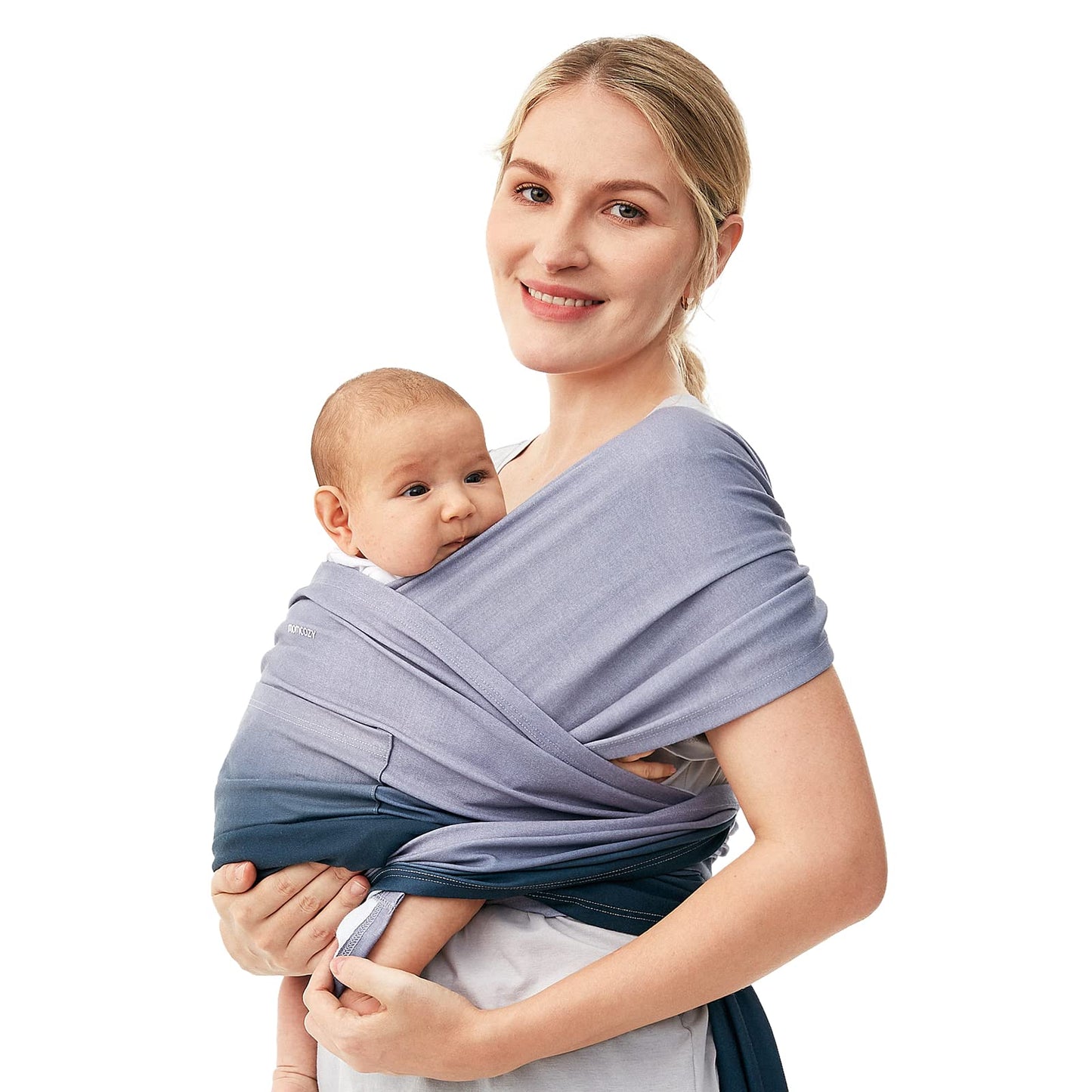 Momcozy Baby Wrap Carrier, Sling Ergonômico para Bebê de 8-35 lbs (Azul Gradiente)