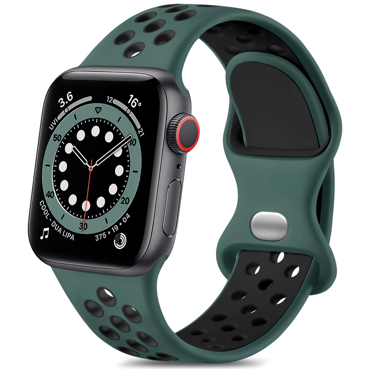 Lerobo Pulseira Esportiva Compatível com Apple Watch (Verde Escuro/Preto)