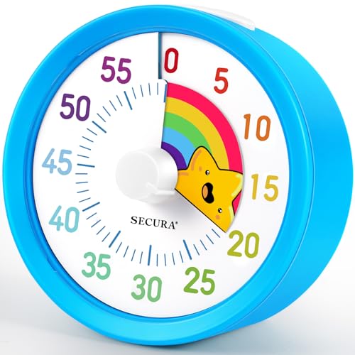 Secura Timer Visual 60 Min com Padrão Arco-Íris e Função Pausa, Azul