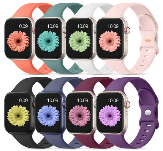 Lerobo 8 Pulseiras Silicone p/ Apple Watch 49mm-38mm, 8 Cores (Cores Variadas)