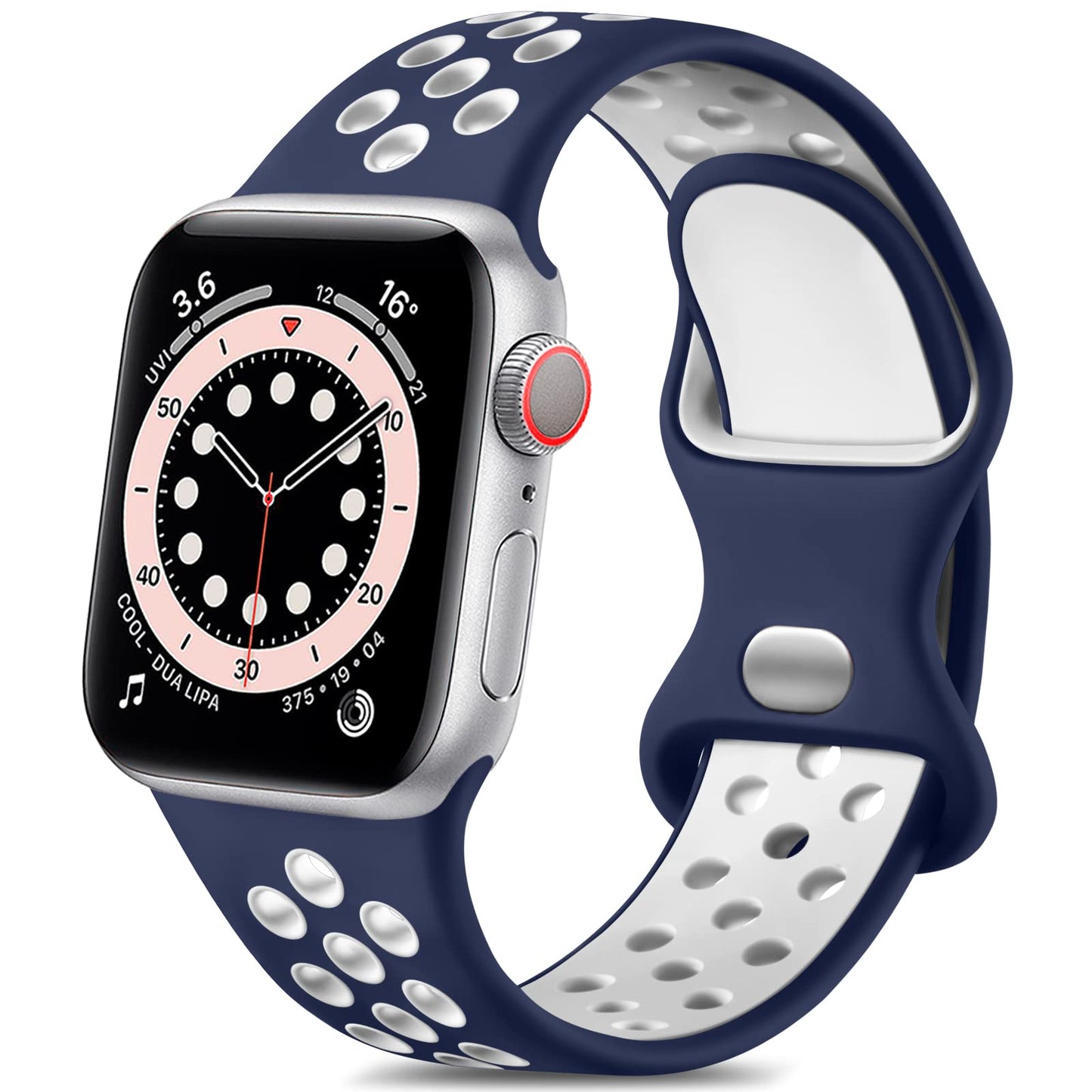 Lerobo Pulseira de Silicone Compatível com Apple Watch  (Azul Meia-Noite/Branco)