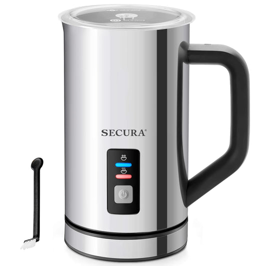 Secura Espumador de Leite Elétrico 8.4oz com Função Quente e Frio (Inox)