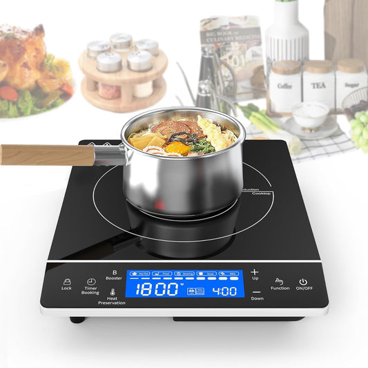 VBGK Induction Cooktop 1800W, Portátil, 9 Níveis, Controle Touch, 110V