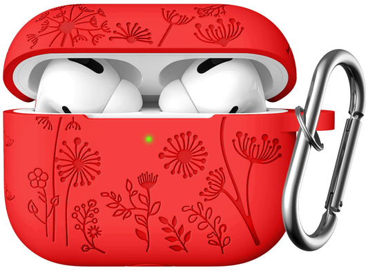 Lerobo Capa Gravada para AirPods Pro 1ª e 2ª Geração com Chaveiro (Vermelho)