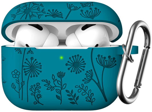 Lerobo Capa Gravada para AirPods Pro com Mosquetão (Azul Esverdeado)