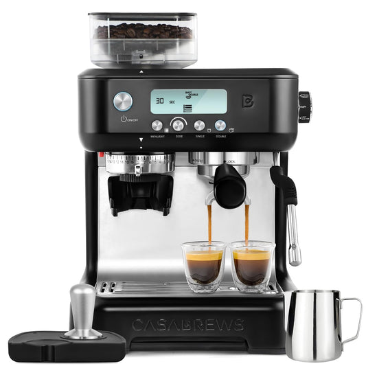 CASABREWS Máquina de Espresso 20 Bar com Moedor e Vaporizador (Preto)