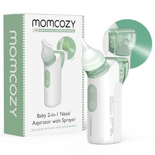 Momcozy Aspirador Nasal Elétrico 2-em-1 com Spray para Bebê Branco