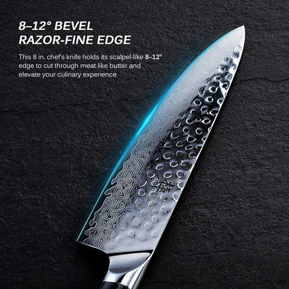 KYOKU Faca de Chef 8" Shogun Série Aço VG10 Damasco com Bainha e Estojo