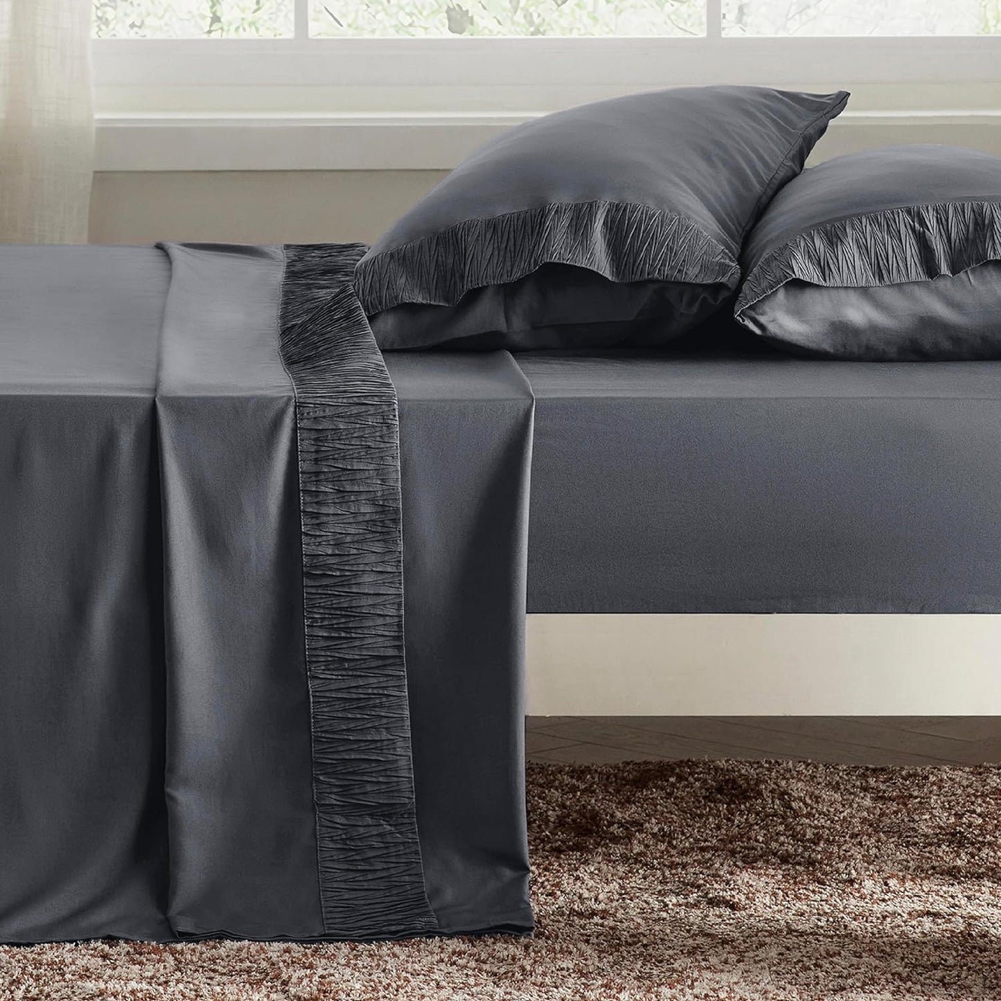 Bedsure Conjunto de lençóis de cama California King cinza