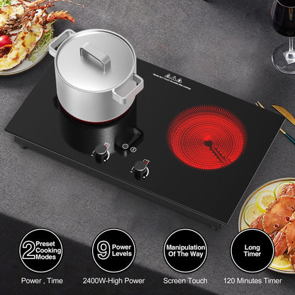 VBGK Cooktop Elétrico 24" 2400W com 2 Queimadores e Tela Touch (Preto)