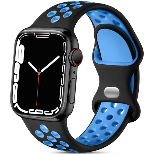 Lerobo Pulseira Silicone Apple Watch 38/40/41/44/45/49mm (Preto/Azul)