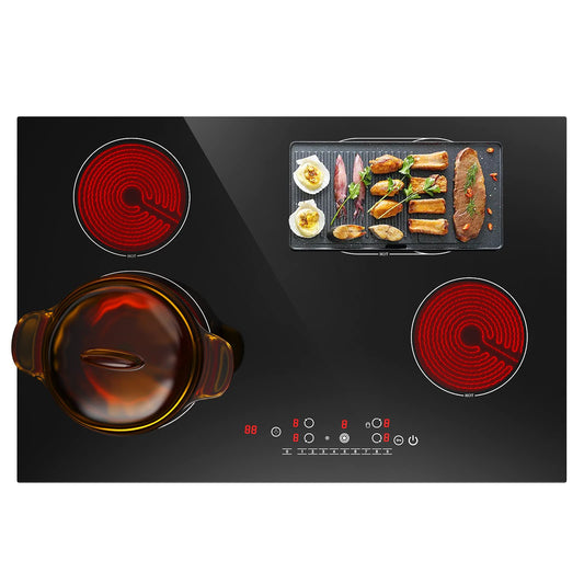 GTKZW Cooktop Elétrico 30" 6800W com 4 Queimadores e Tela Touch (Preto)