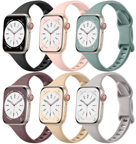 Lerobo Kit 6 Pulseiras Slim para Apple Watch 38-49mm (Cores variadas)