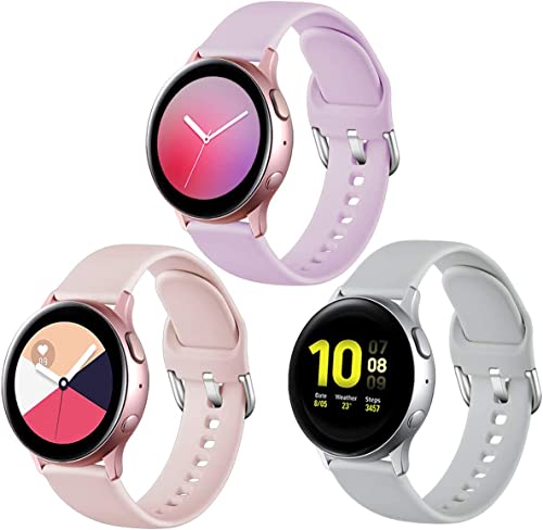 Lerobo 3x Pulseiras 20mm Samsung Galaxy Active2 P M (Rosa/Lavanda/Cinza)