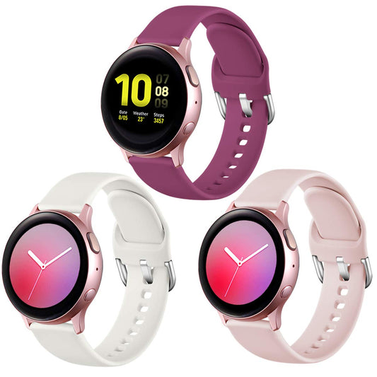 Lerobo 3 Pulseiras 20mm para Samsung Galaxy Watch, Silicone G (Bege/Rosê/Vinho)