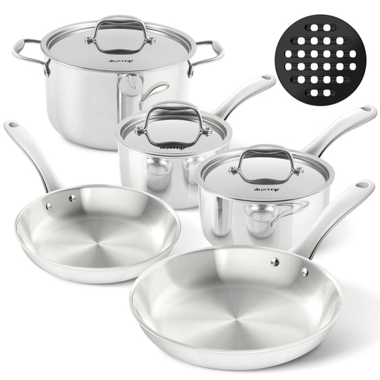 Duxtop Conjunto de Panelas Tri-Ply Inox 9PC para Indução (Aço Inox)