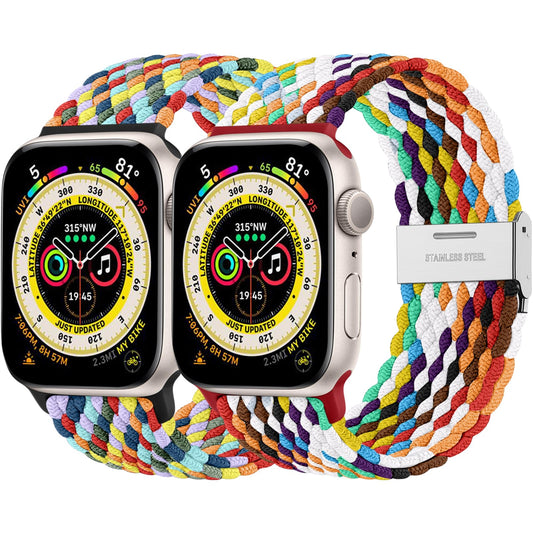 Lerobo 2 Pulseiras Solo Loop Trançadas p/ Apple Watch (Edição Colorida/Orgulho)