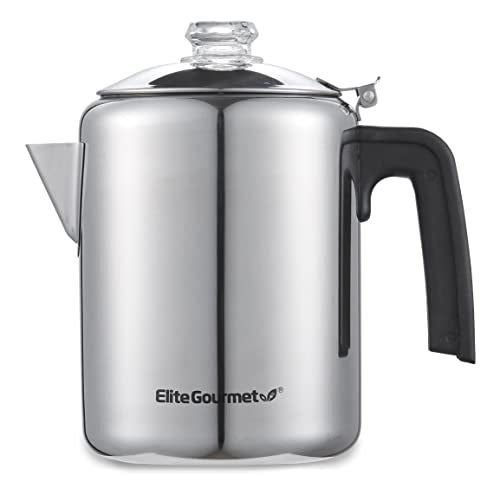 Elite Gourmet Percolador de Café Clássico 8 Xícaras em Aço Inox (Prata)