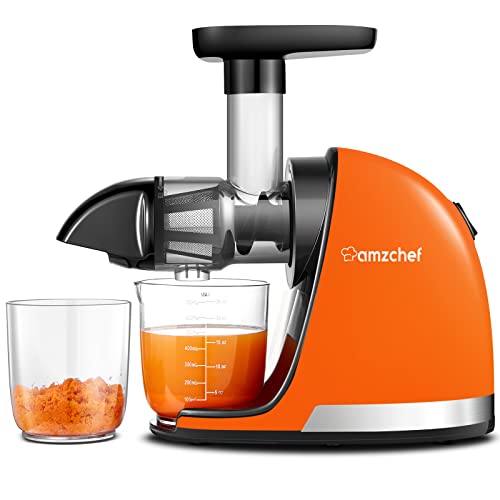 AMZCHEF Slow Juicer de Pressão a Frio com Função Reversa (Laranja Sol)