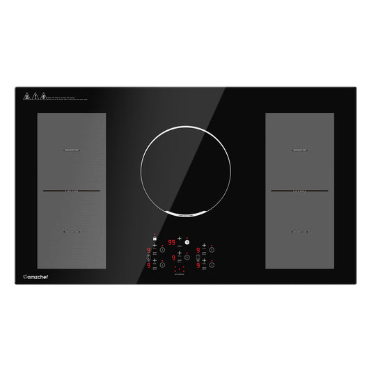 Cooktop AMZCHEF Indução 36" Embutido, 10800W, 5 Zonas e Função Boost