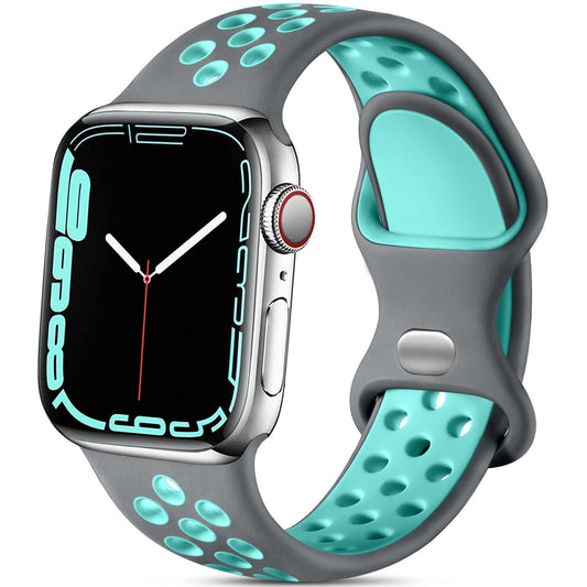 Lerobo Pulseira Esportiva Compatível com Apple Watch 38mm a 49mm (Cinza/Verde)