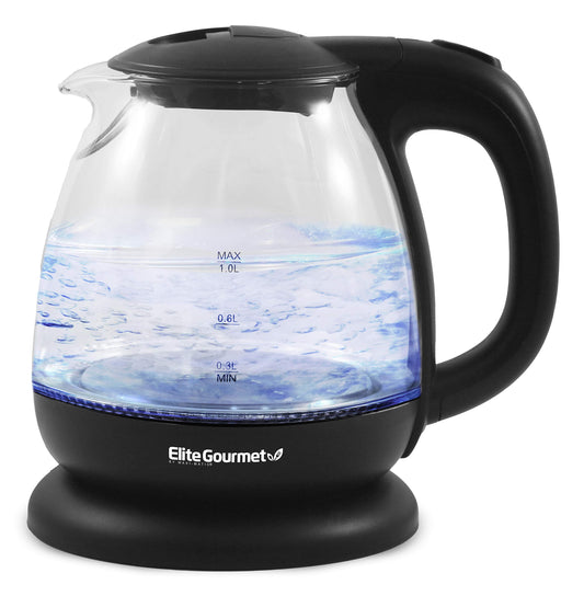 Elite Gourmet EKT1001 Chaleira Elétrica 1L, Livre de BPA, 1100W, Preto