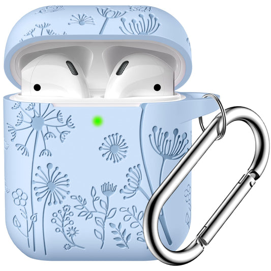 Lerobo Capa Gravada Silicone para AirPods 1ª/2ª Geração com Mosquetão (Lilás)