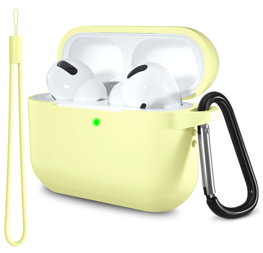 Lerobo Capa para AirPods Pro 1ª e 2ª Geração com Chaveiro e Lanyard (Amarelo Creme)