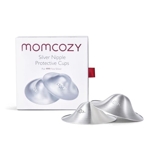 Momcozy Protetores de Mamilos em Prata 999 com Design Perfurado, Essencial para Amamentação