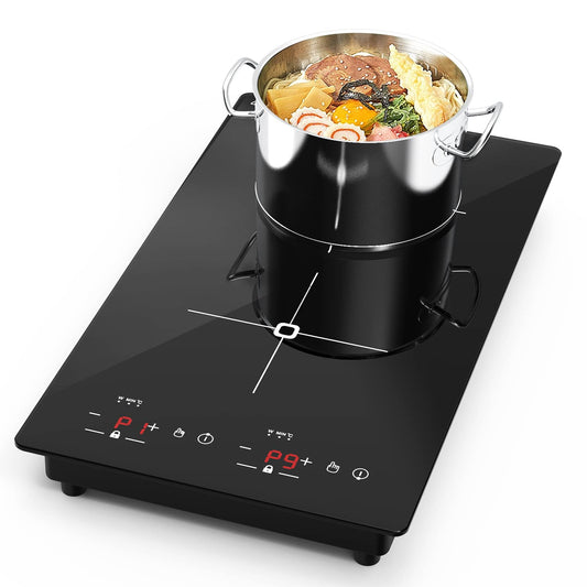 VBGK Cooktop de Indução 2300W com 2 Queimadores e Controle Touch (Preto)