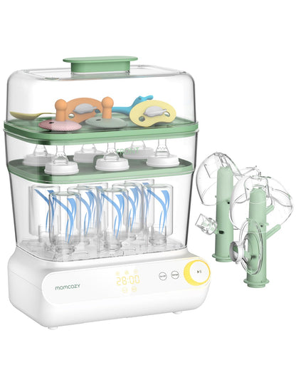 Momcozy Esterilizador e Secador de Mamadeiras 3 Camadas com Grande Capacidade, Verde