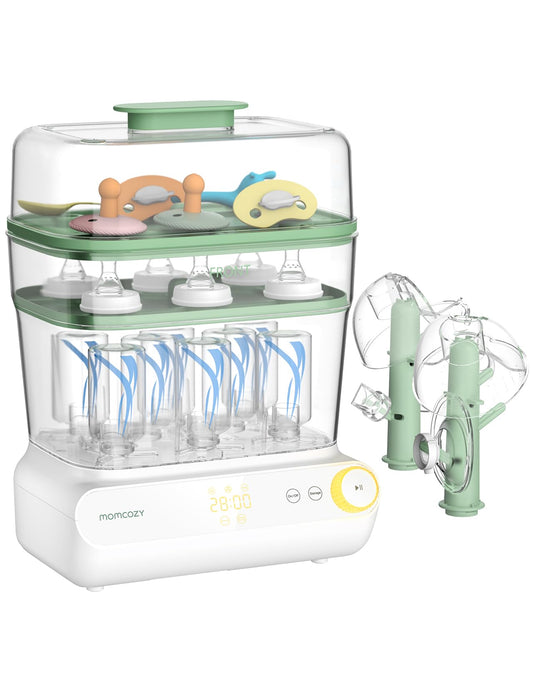 Momcozy Esterilizador e Secador de Mamadeiras 3 Camadas com Grande Capacidade, Verde