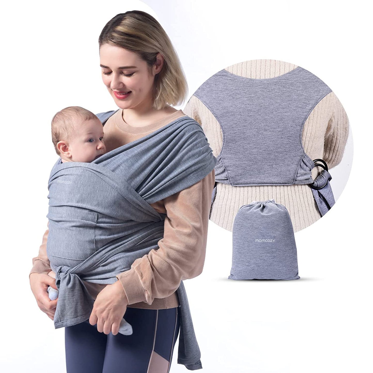 Momcozy Canguru de Bebê Wrap Ajustável para Recém-nascido até 16kg