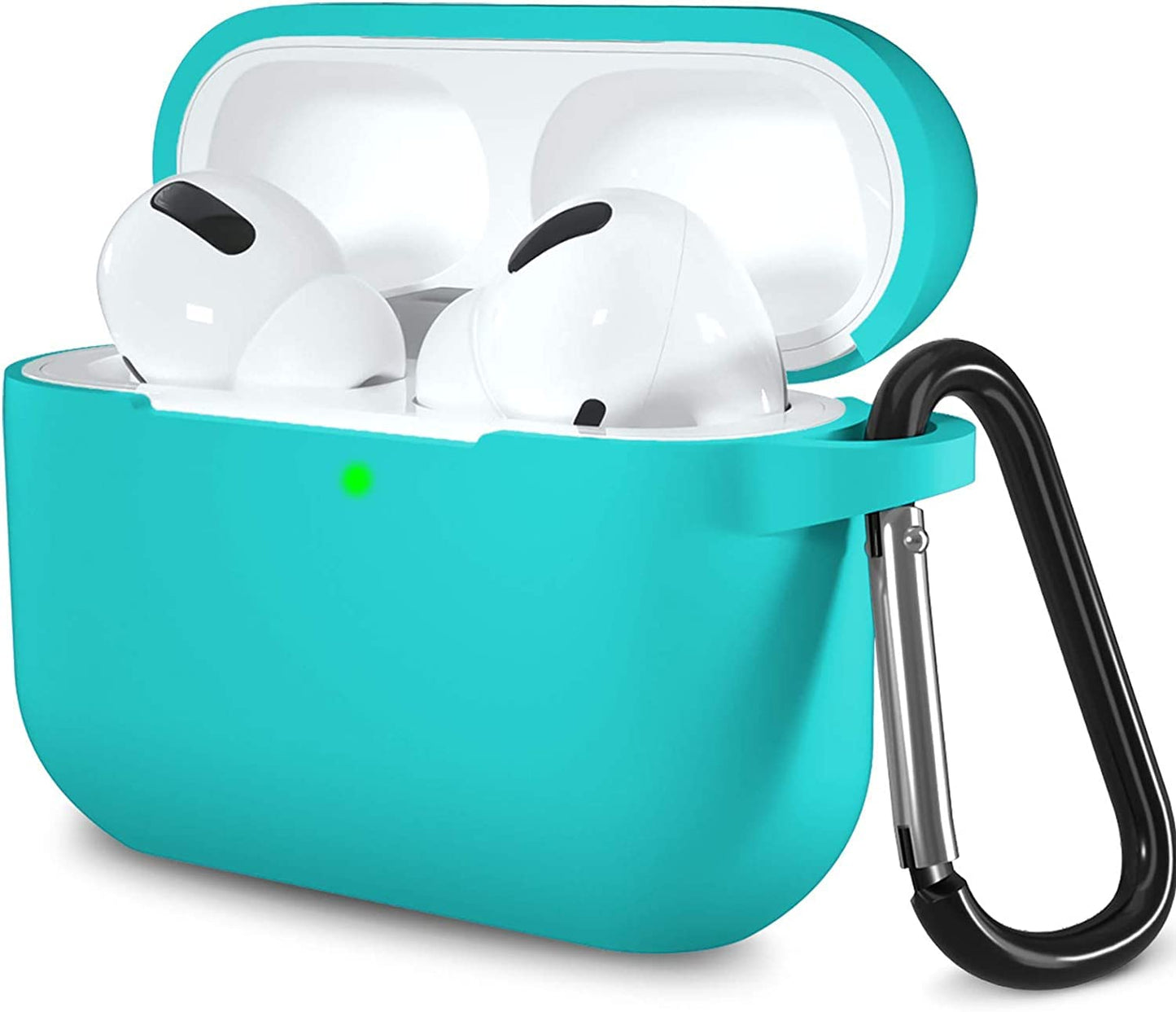 Lerobo Capa Protetora Silicone para AirPods Pro c/ Mosquetão (Verde-azulado)