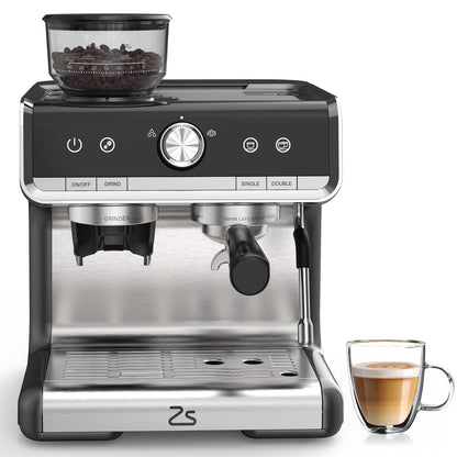 Takywep Máquina de Espresso 20 Bar com Moedor e Vaporizador 2,8L Cinza