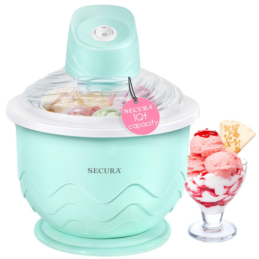 Secura Máquina de Sorvete 1QT para Sorvete, Gelato e Frozen Yogurt (Verde)