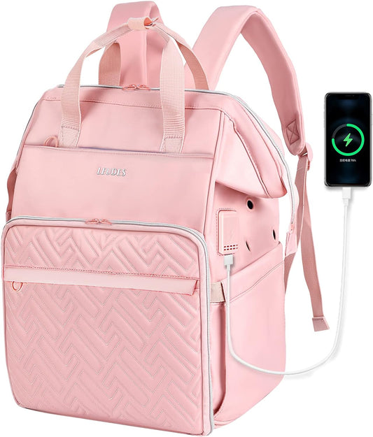 Leudes Mochila Organizadora Com Carregamento Usb Rosa/g