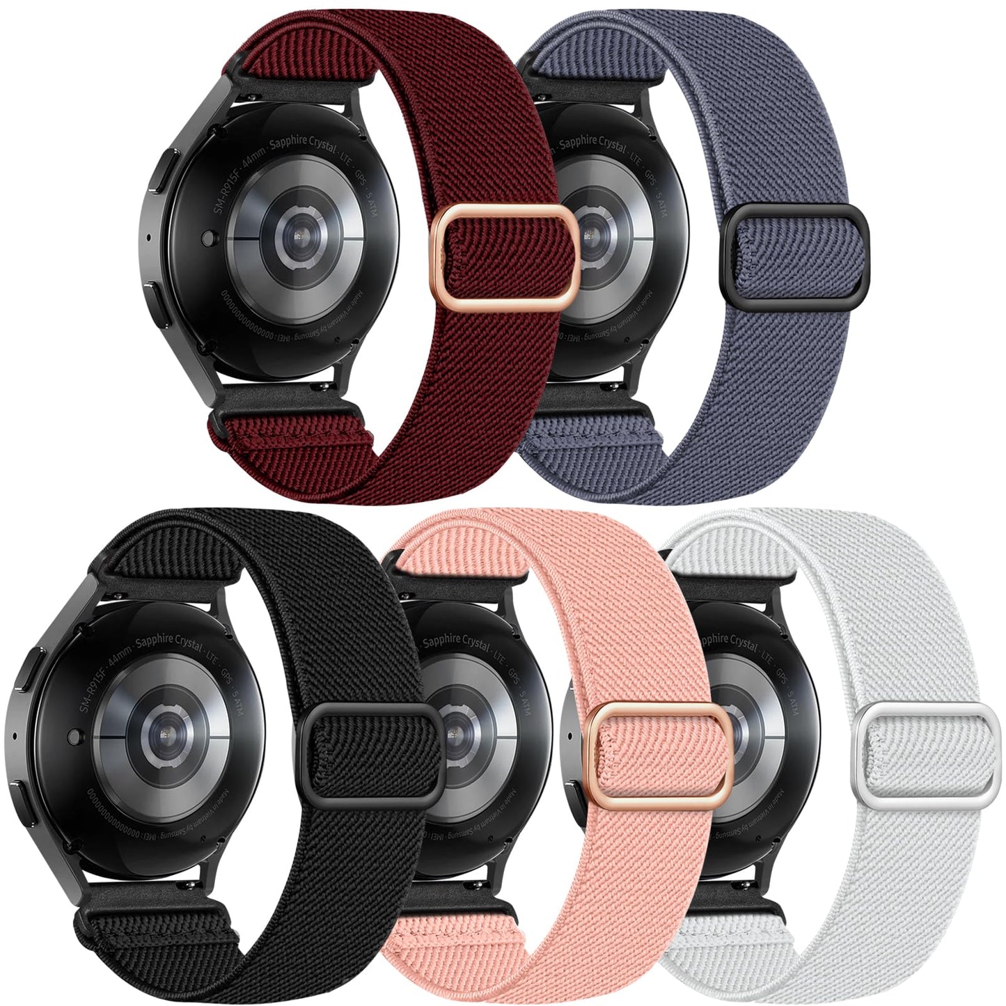 Lerobo 5 Pack Pulseiras de Nylon para Galaxy Watch, 20mm, Elásticas