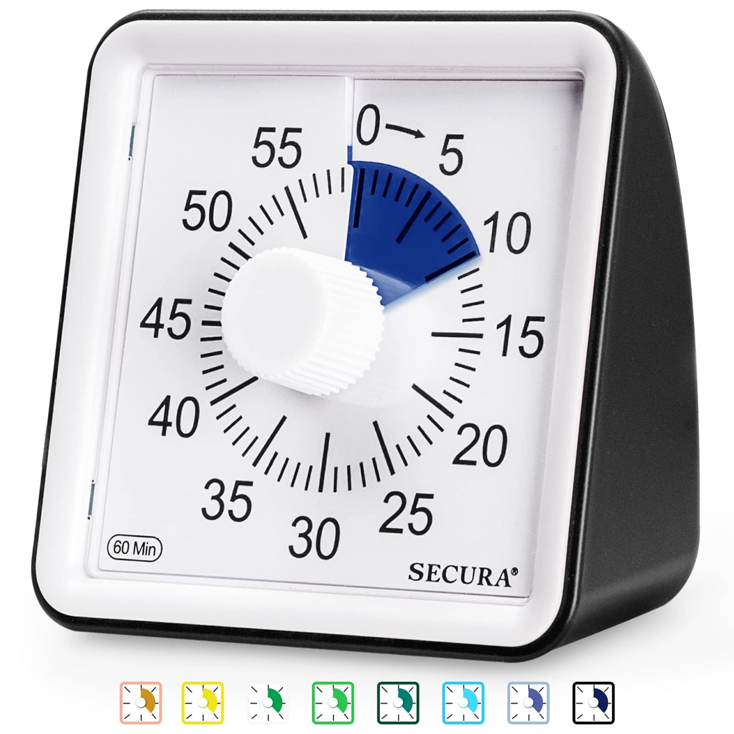 Secura Timer Visual de 60 Minutos para Sala de Aula e Gestão de Tempo (Azul Marinho e Preto)