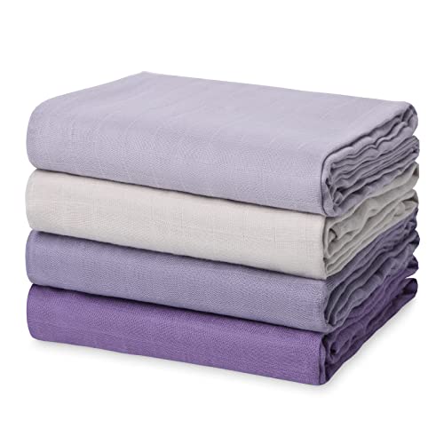 Momcozy Manta Swaddle de Musselina Ultra Macia 4 Unid Roxo