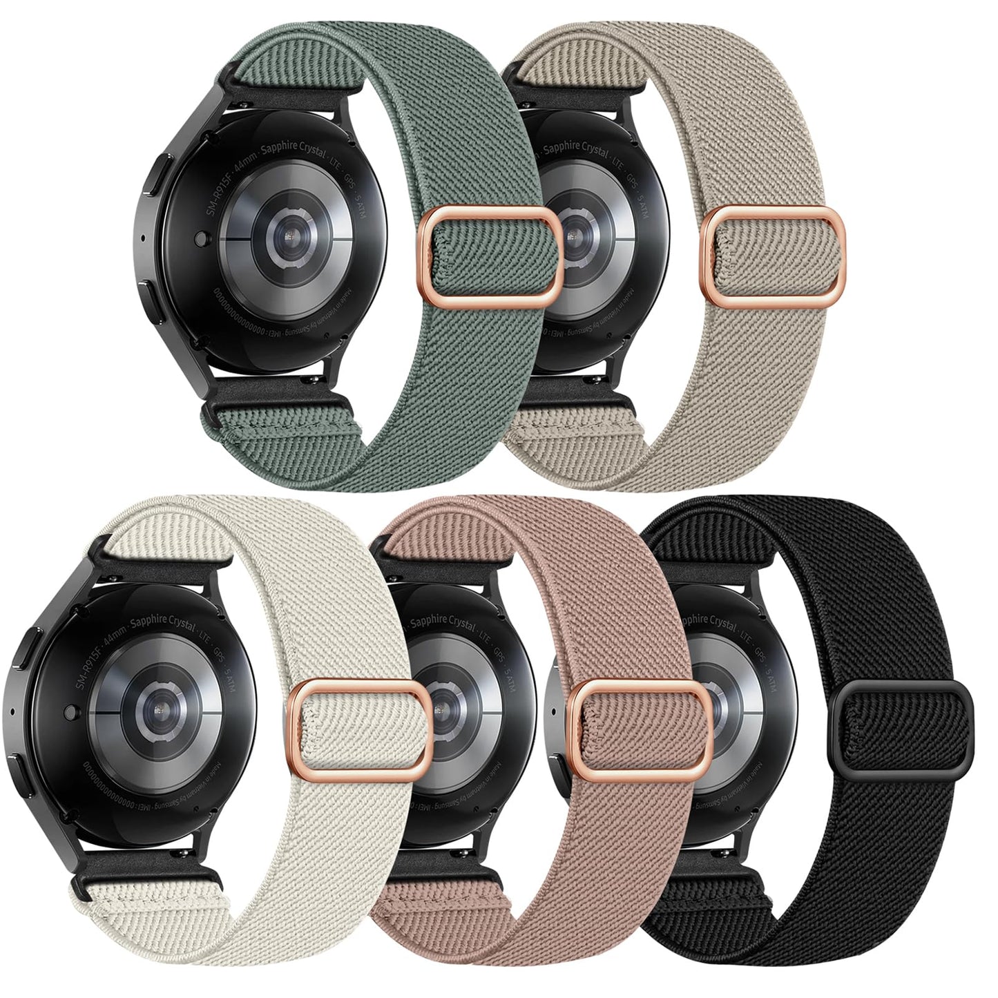 Lerobo 5 Pack Pulseiras Elásticas Nylon Compatível com Samsung Galaxy Watch