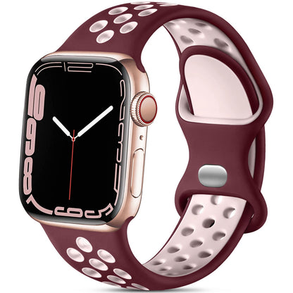 Lerobo Pulseira de Silicone para Apple Watch 38mm-49mm, (Rosa e Vinho)