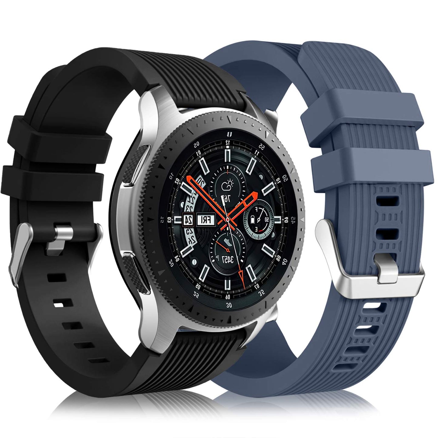 Lerobo 2 Pulseiras Silicone 22mm Compatível Galaxy Watch 3/46mm/Gear S3 (Preto/Azul)