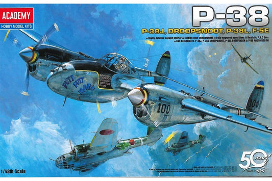 Academy P-38 Lightning 1/48 - Kit de Montagem em Plástico