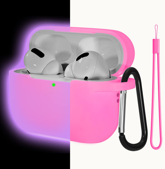 Lerobo Capa Silicone para AirPods Pro 2ª/1ª Geração com Mosquetão (Rosa Brilho Noturno)