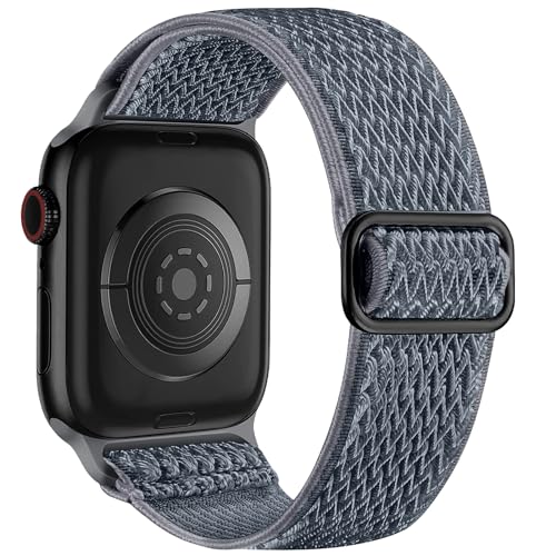 Lerobo Pulseira Elástica de Nylon Compatível com Apple Watch 38mm a 49mm (Azul Cinza)