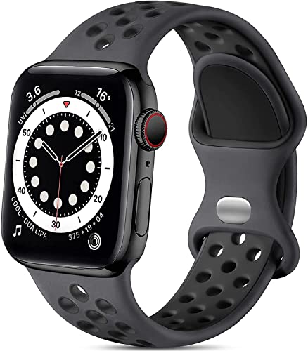 Lerobo Pulseira Esportiva em Silicone Compatível com Apple Watch (Preto Antracite)